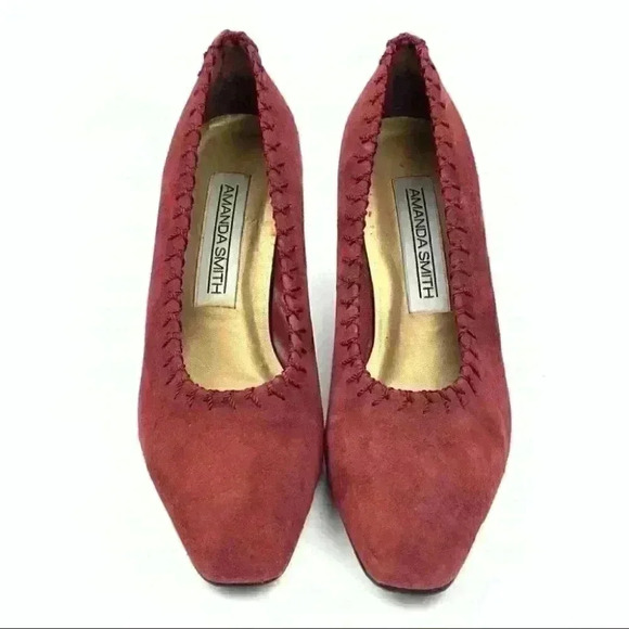 Amanda Smith heels Marilyn sz 7 burgundy kid suede - Picture 3 of 15